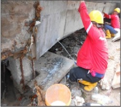 Dismantle formworks and apply curing compound